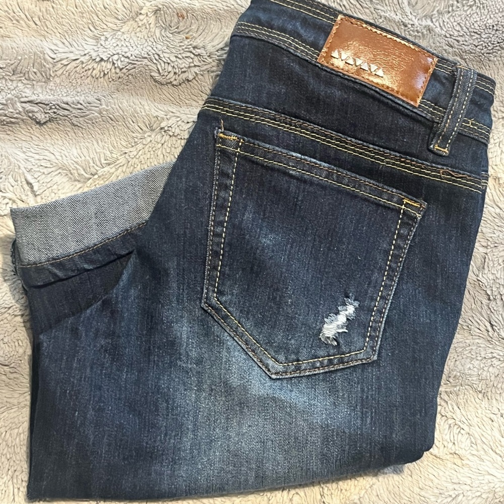 Dollhouse Men's Slim Dark Blue Distressed Jeans